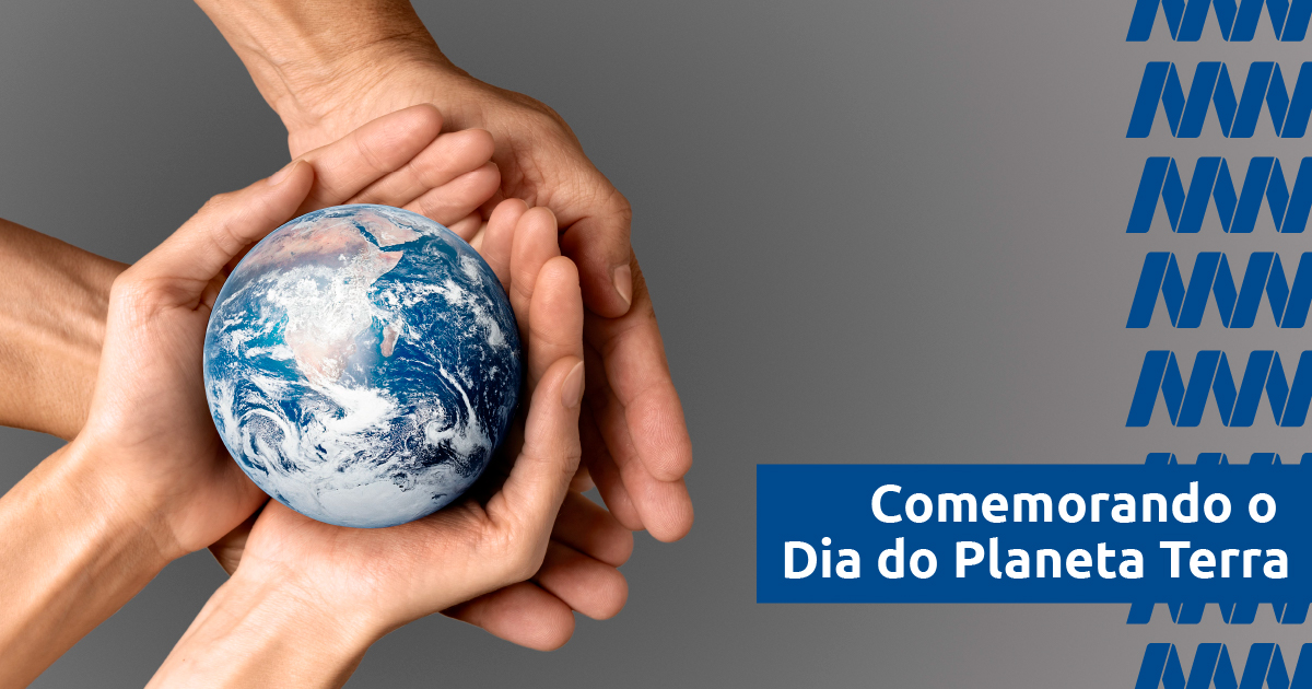 imagem de mãos segurando o planeta terra